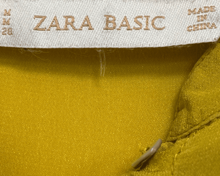 Zara Basic Mustard Yellow Button-Up with Chest Pocket Blouse