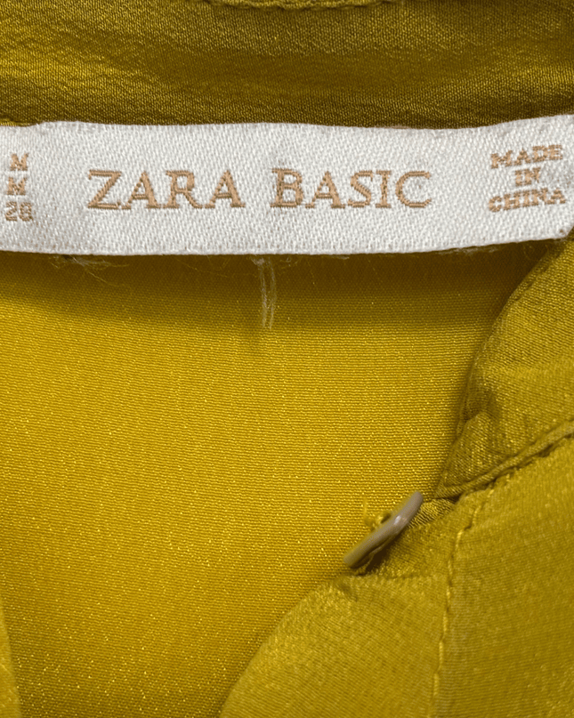Zara Basic Mustard Yellow Button-Up with Chest Pocket Blouse
