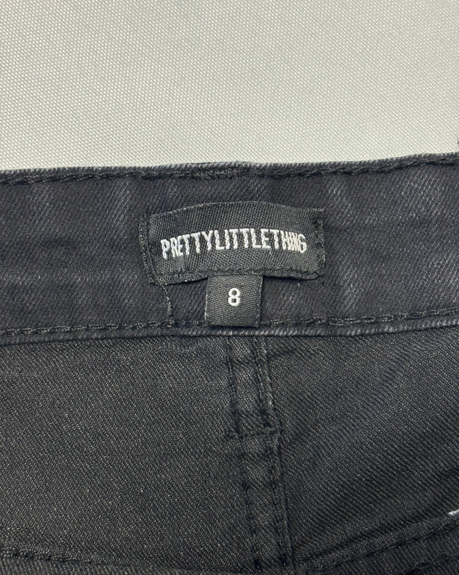 PrettyLittleThing Black High-Waist Denim Mini Skirt - M | Waist: 29"