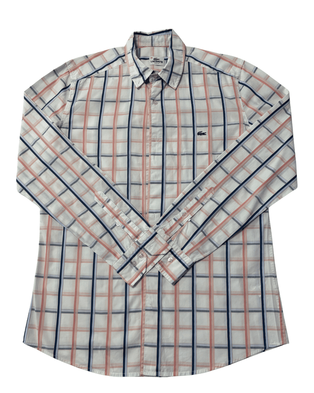 Lacoste Pink & Navy Windowpane Check Slim Fit Shirt
