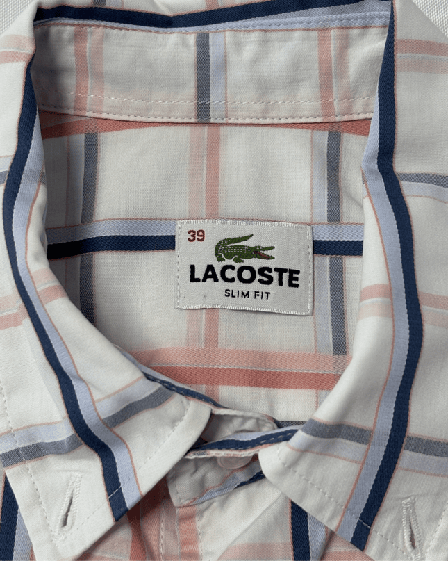 Lacoste Pink & Navy Windowpane Check Slim Fit Shirt