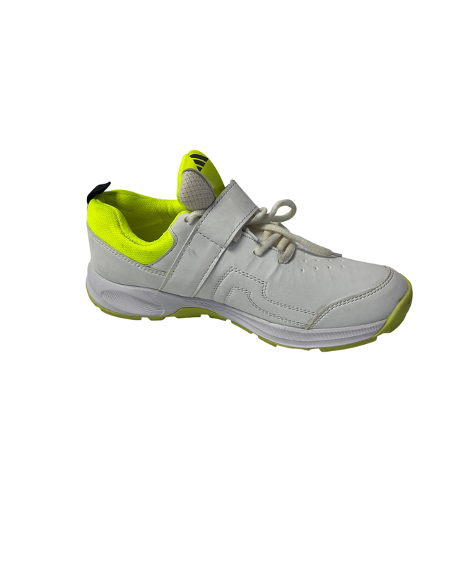 Adidas White Three-Stripes Cricket Shoes