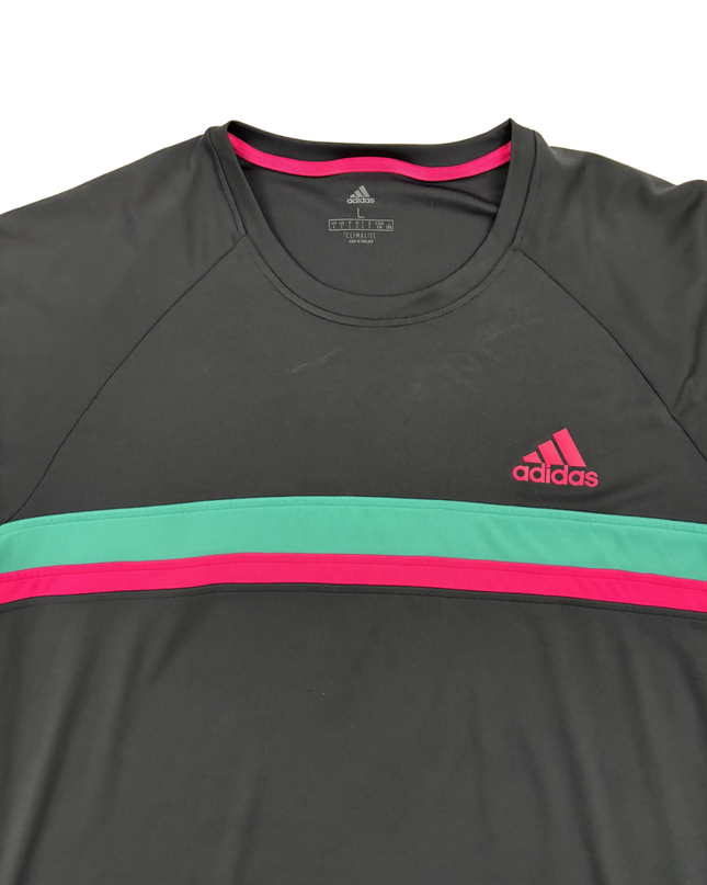 Adidas Climalite Black & Teal Performance Sports T-Shirt - L