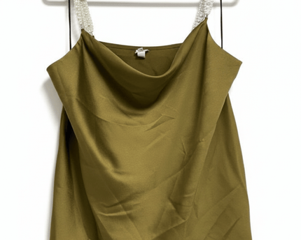 River Island Olive Green Embellished Strap Cowl Neck Cami Top