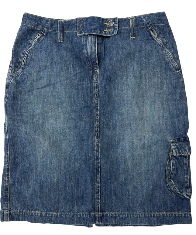 Tatuum Utility Y2K Mid-Wash Denim Cargo Pencil Skirt