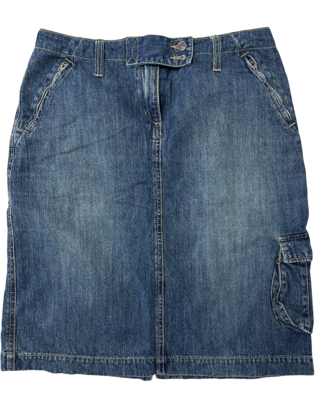 Tatuum Utility Y2K Mid-Wash Denim Cargo Pencil Skirt