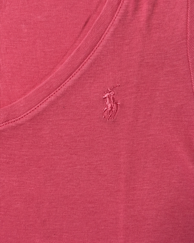 Ralph Lauren Deep Rose V-Neck Slim Fit Cotton T-Shirt