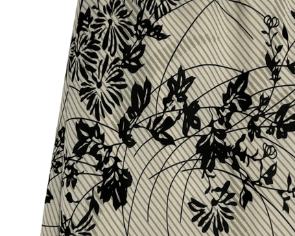 Jonathan Martin Studio Beige & Black Floral Ruffle Hem Midi Skirt
