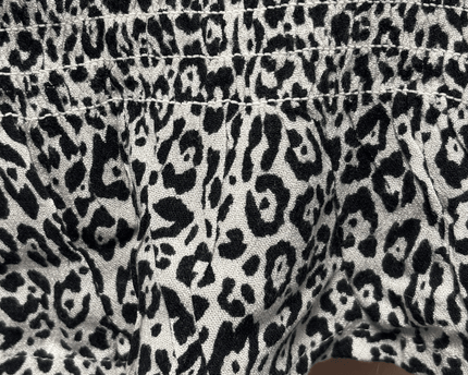 American Eagle Black & White Leopard Print Smocked Ruffle Hem Crop Cami Top