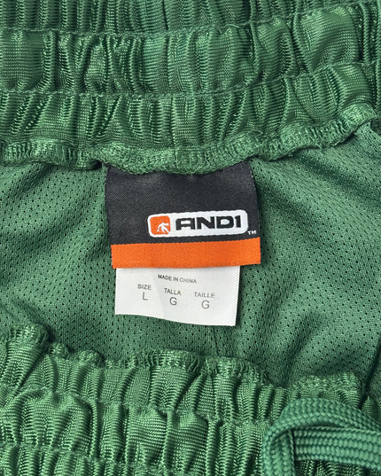 AND1 Retro Green & White Mesh Panel Basketball Shorts - M | Waist: 30"