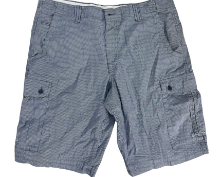 Marks & Spencer Striped Gray Cargo Shorts - XXL | Waist: 38"