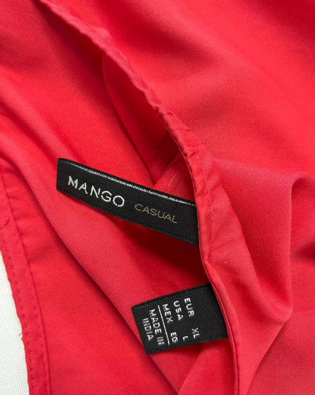 Mango Casual Vibrant Red Open-Back Tie Blouse