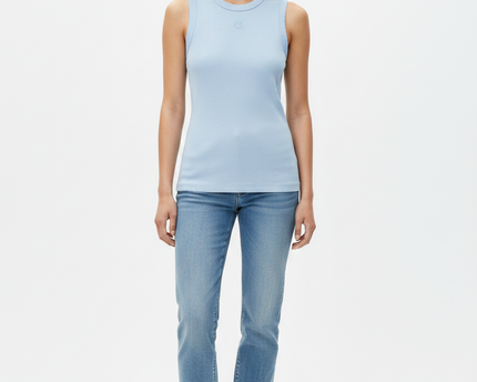 Calvin Klein Blue Ribbed Logo Tank Top