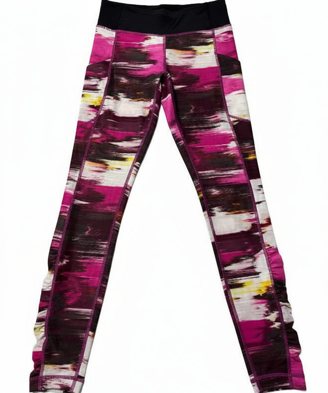 Lululemon Vibrant Abstract Print Ruched Ankle Leggings