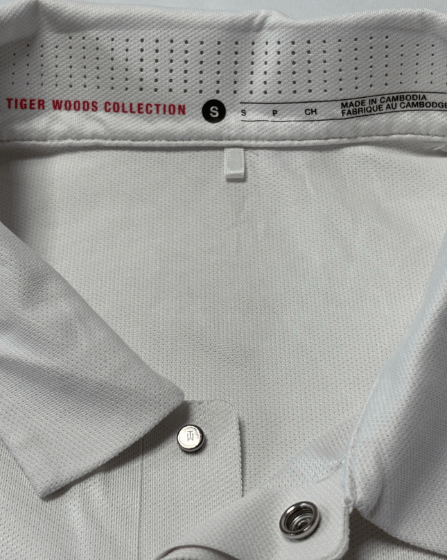 Nike Tiger Woods Collection Dri-FIT White/Grey/Red Striped Golf Polo Shirt