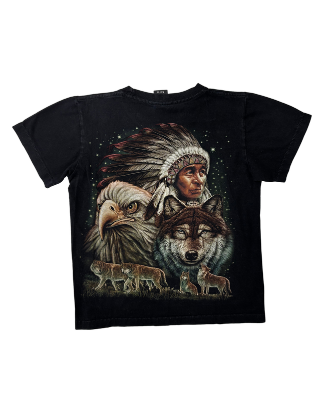 Vintage Rock Eagle Native American Wolf & Eagle Graphic T-Shirt - S