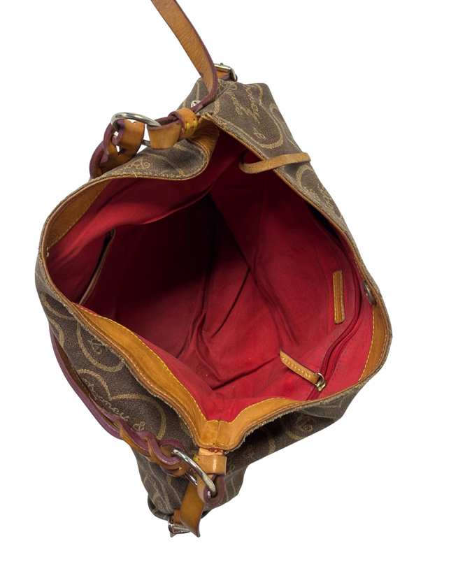 Dooney & Bourke Vintage Signature Red Lining Y2K Heart Canvas Hobo Bag