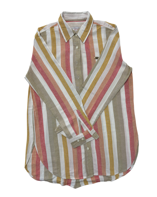 U.S. Polo Assn. Multicolor Striped Linen Long-Sleeve Shirt - S