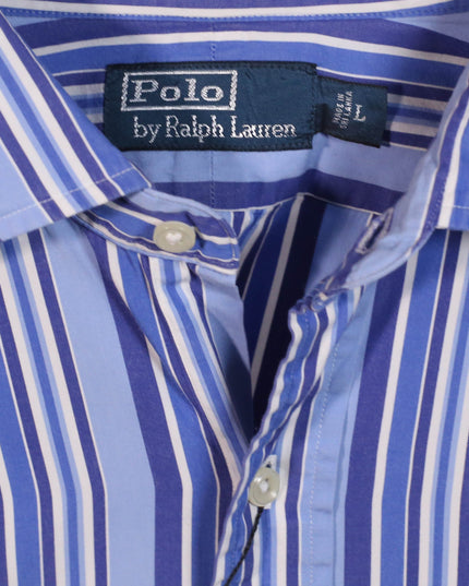 Ralph Lauren Vintage Button Up Vertical Striped Blue Shirt
