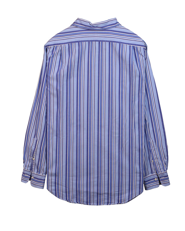 Ralph Lauren Vintage Button Up Vertical Striped Blue Shirt