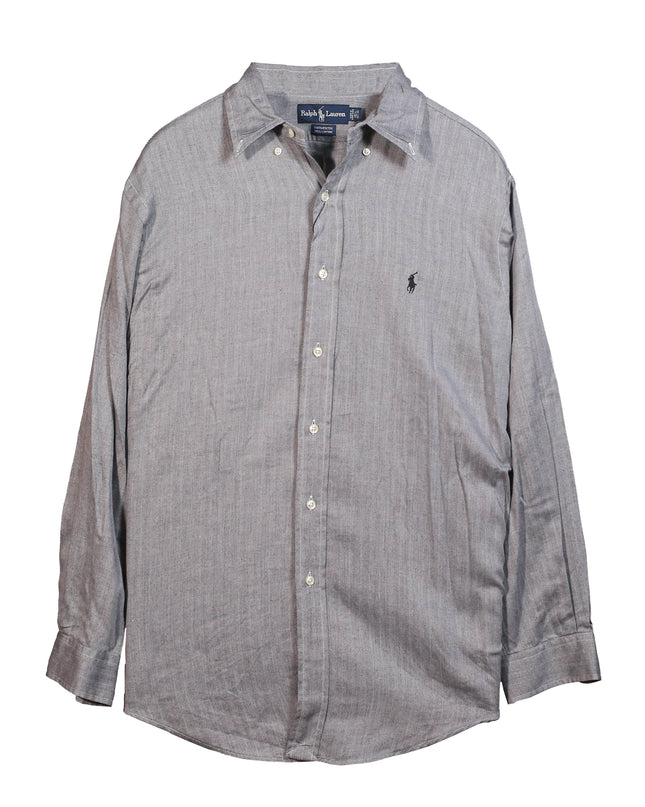 Ralph Lauren Yarmouth Long Sleeve Button Up Gray Shirt