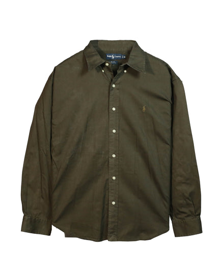 Ralph Lauren Custom Fit Garment-Dyed Oxford Slim Fit Olive Green Shirt
