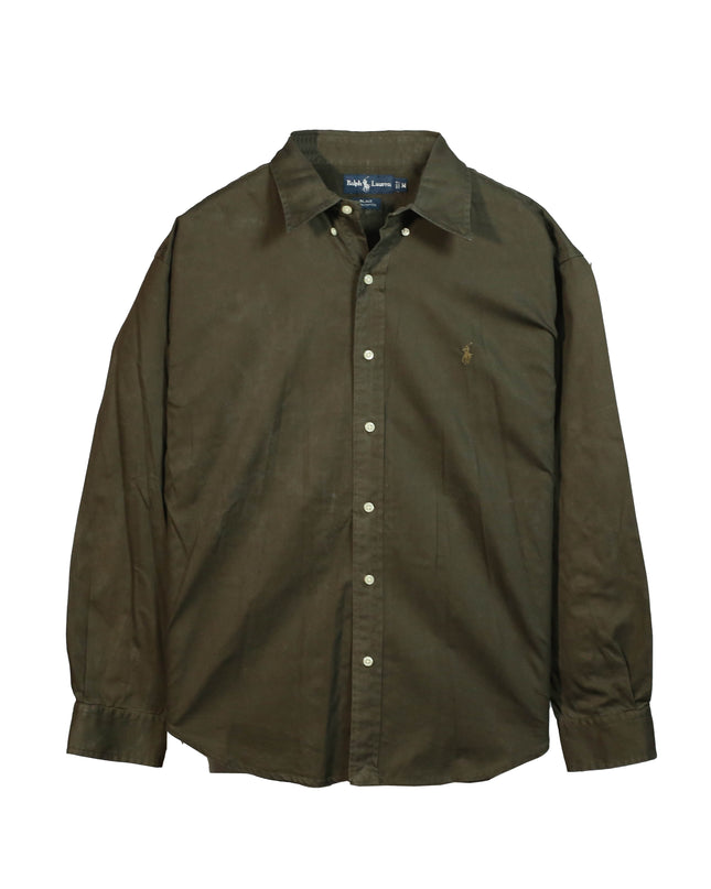Ralph Lauren Custom Fit Garment-Dyed Oxford Slim Fit Olive Green Shirt