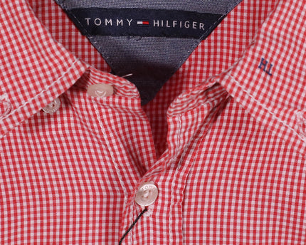 Tommy Hilfiger Red Micro Check Embroidered Button-Down Shirt