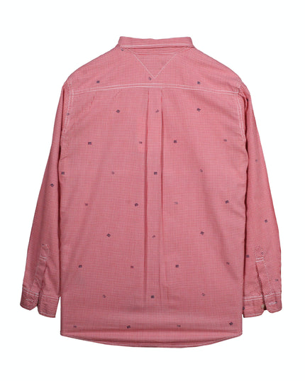 Tommy Hilfiger Red Micro Check Embroidered Button-Down Shirt