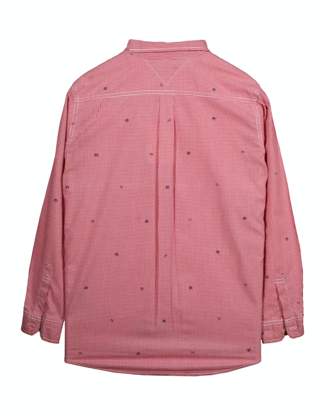 Tommy Hilfiger Red Micro Check Embroidered Button-Down Shirt