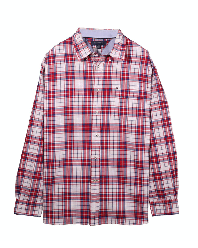Tommy Hilfiger Red, White & Blue Check Cotton Button-Down Shirt