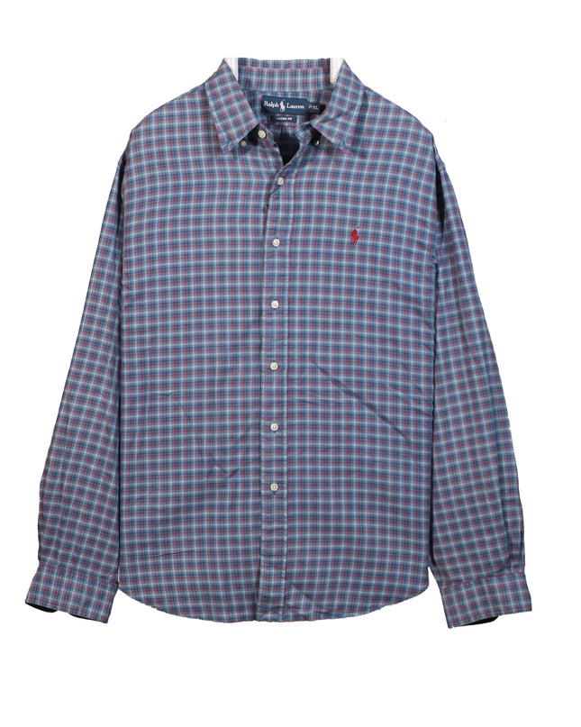 Ralph Lauren Classic Fit Plaid LS Button Down Blue Shirt