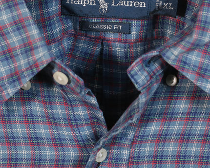 Ralph Lauren Classic Fit Plaid LS Button Down Blue Shirt