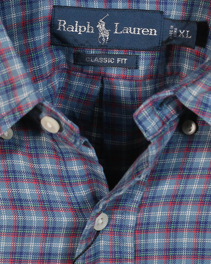 Ralph Lauren Classic Fit Plaid LS Button Down Blue Shirt