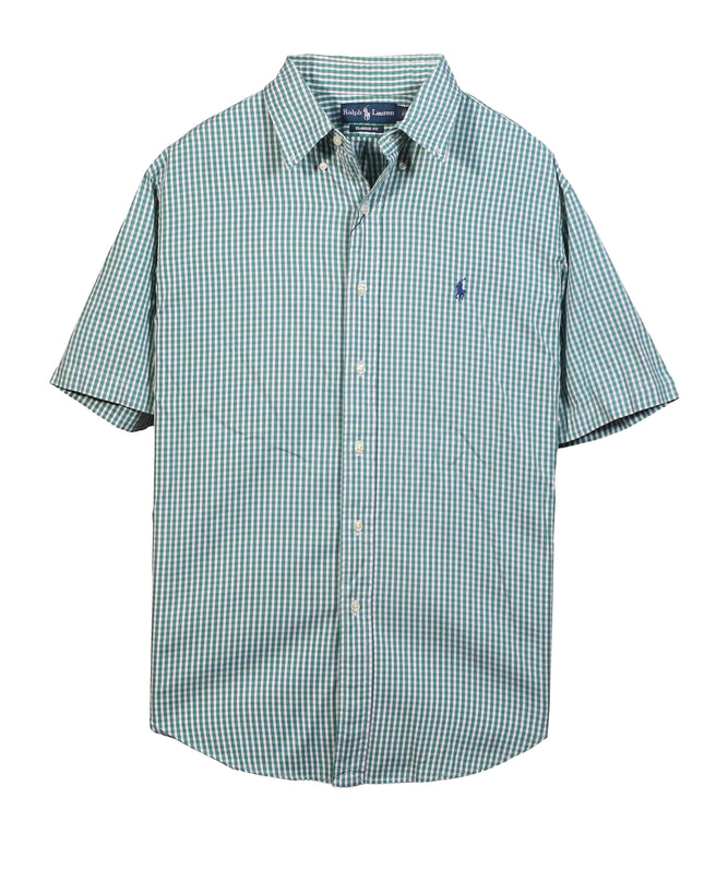 Ralph Lauren Classic Fit Checkered Short Sleeve Green Shirt