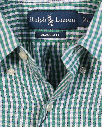 Ralph Lauren Classic Fit Checkered Short Sleeve Green Shirt