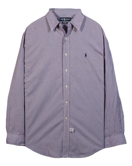 Ralph Lauren Button Down Dress Striped Classic Fit Purple Shirt