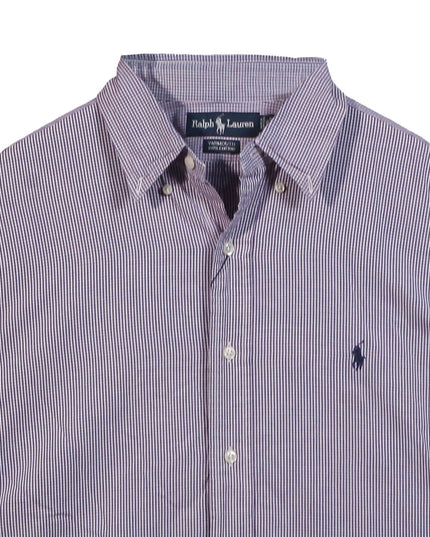 Ralph Lauren Button Down Dress Striped Classic Fit Purple Shirt