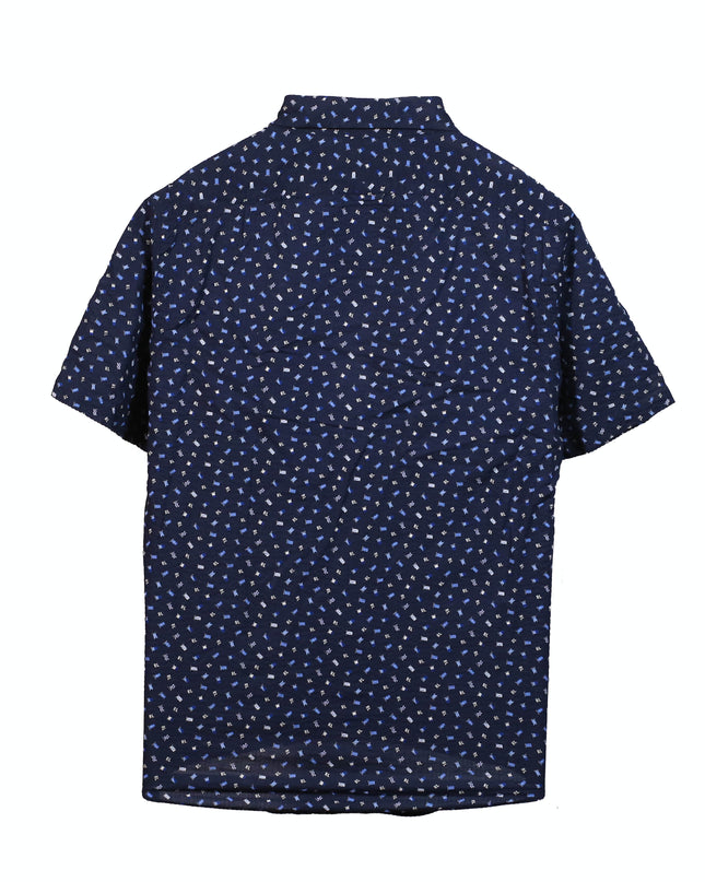 Ralph Lauren RL Flag Seersucker Button Navy Blue Shirt