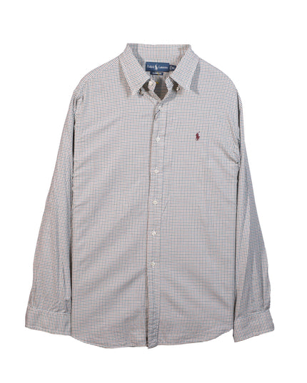 Ralph Lauren Custom Fit Plaid Gray Dress Shirt