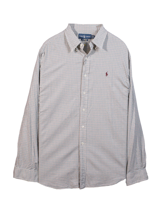 Ralph Lauren Custom Fit Plaid Gray Dress Shirt