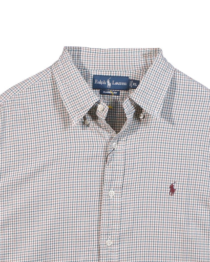 Ralph Lauren Custom Fit Plaid Gray Dress Shirt