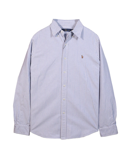 Ralph Lauren Stripe Cotton Button Down Blue Shirt