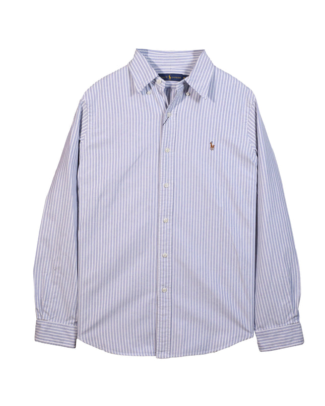 Ralph Lauren Stripe Cotton Button Down Blue Shirt