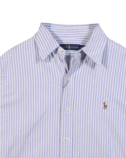 Ralph Lauren Stripe Cotton Button Down Blue Shirt