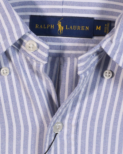 Ralph Lauren Stripe Cotton Button Down Blue Shirt