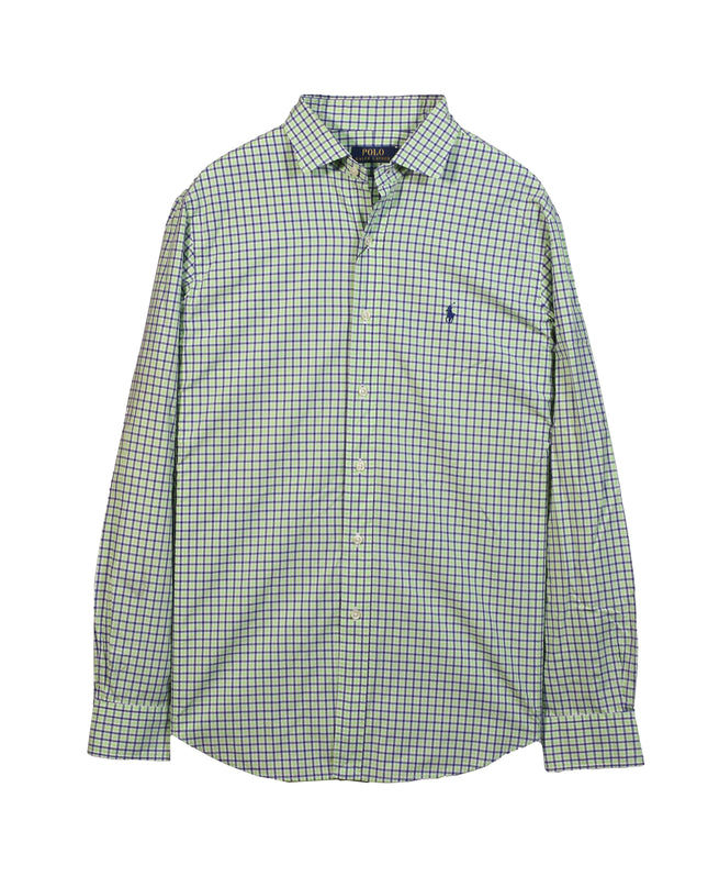 Ralph Lauren Green & Navy Micro Check Cotton Button-Down Shirt