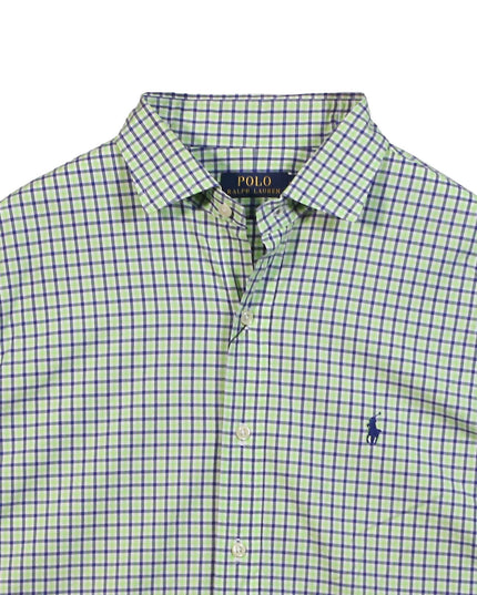 Ralph Lauren Green & Navy Micro Check Cotton Button-Down Shirt
