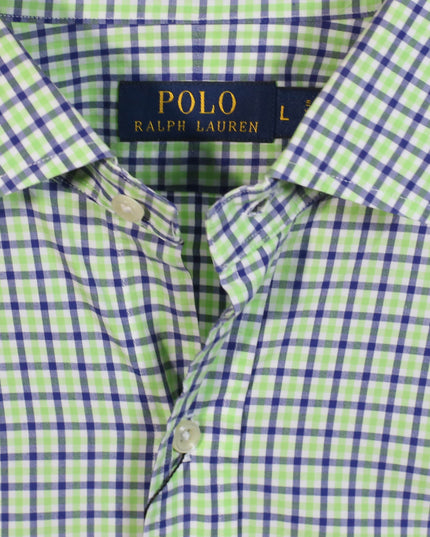 Ralph Lauren Green & Navy Micro Check Cotton Button-Down Shirt