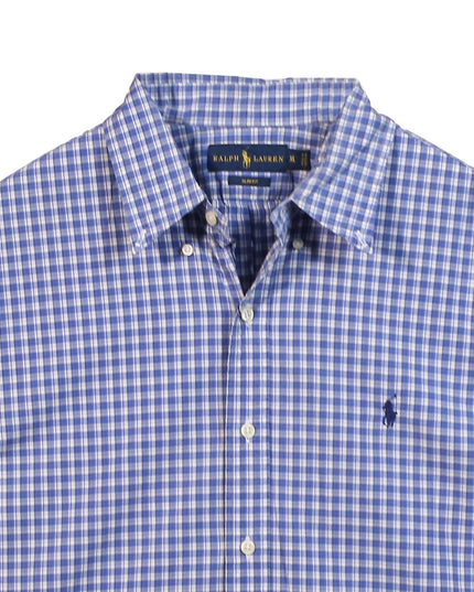 Ralph Lauren Ghingam Slim Fit Short Sleeve Check Blue Shirt